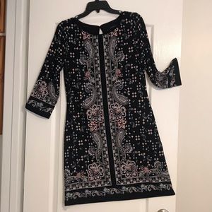 White House Black Market Women’s Dress. Size Medium.  Black with Pink Blue White